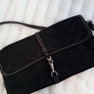 Coach Black Clutch with Fold-Over Flap